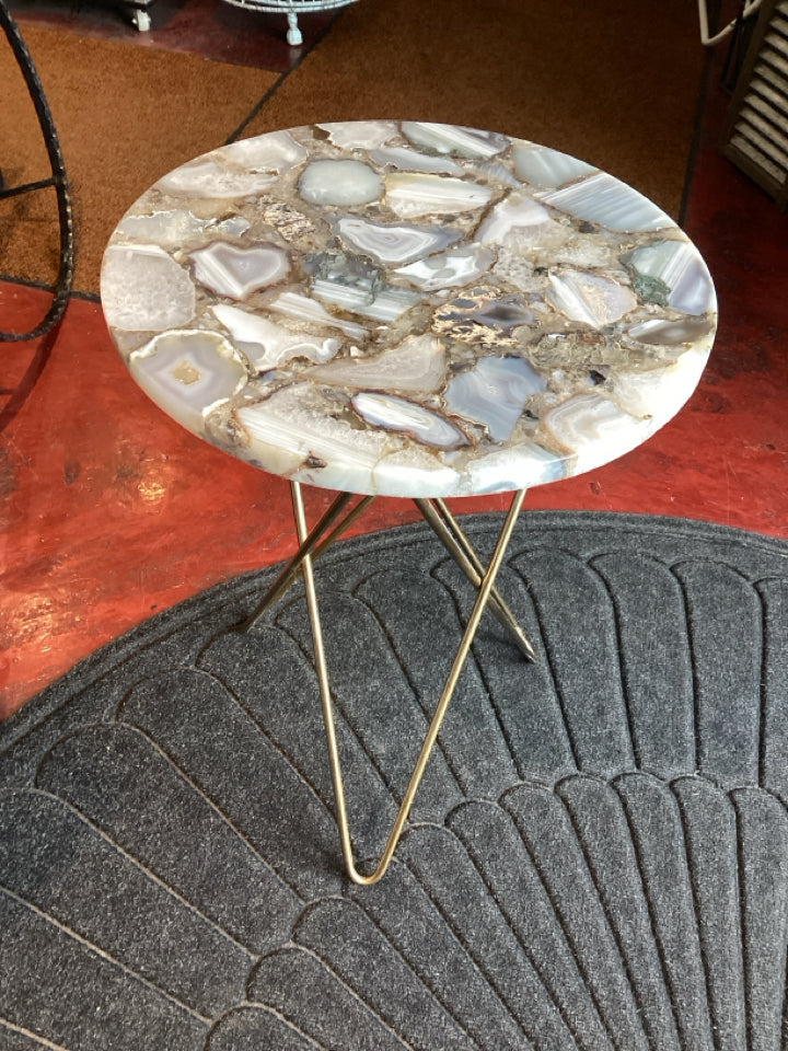 Side Marble Top Brown/Gray Table