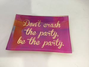 Whimsical Pink Glass Words Plate