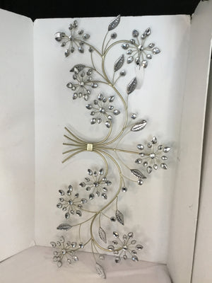 Crystal Floral Hanging Metallic Wall Decoration Art