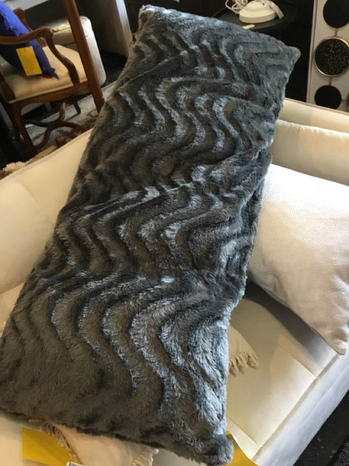Gray Faux Fur Rectangle Pillow