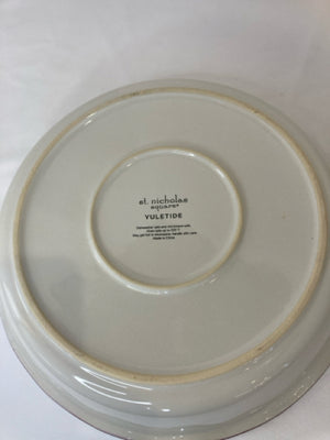 St. Nicholas Square Dish White/Red Ceramic Snowman Holiday Item