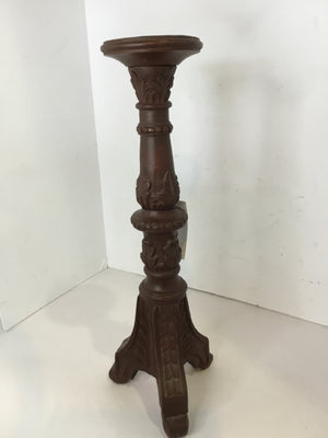 Pillar Brown Wood Candle Holder