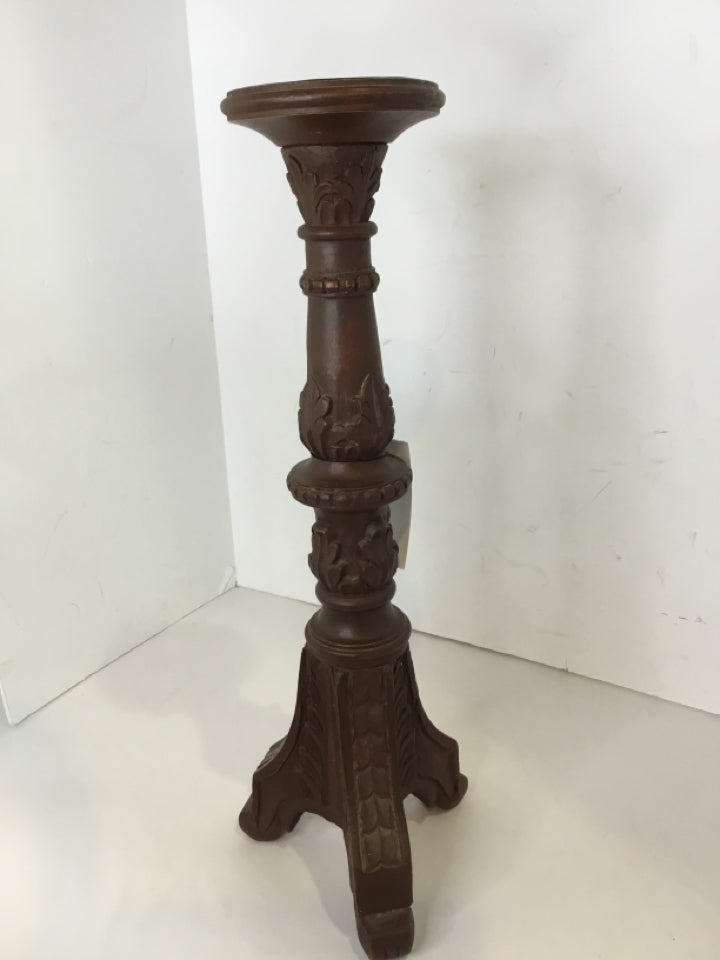 Pillar Brown Wood Candle Holder