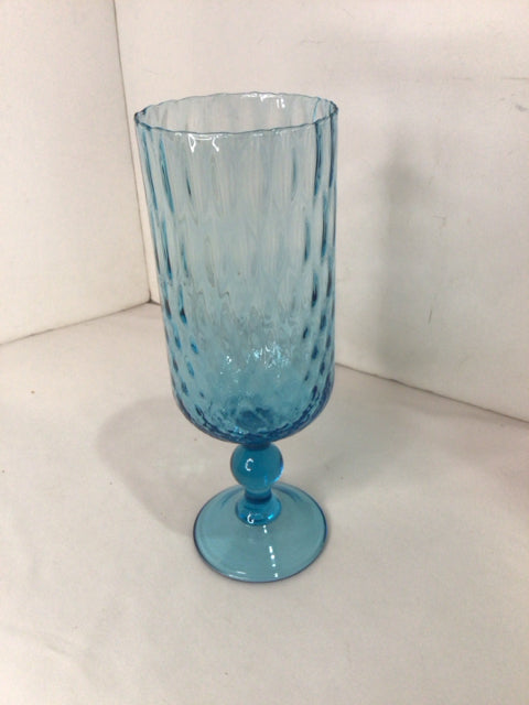 Empoli Mid-Century Blue Glass Wavy Vase