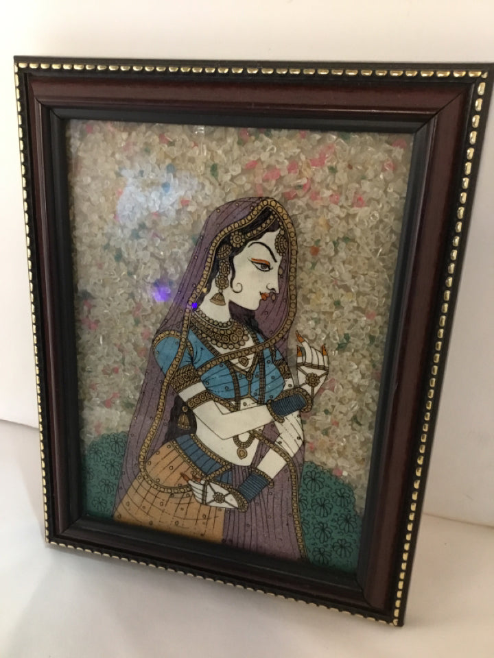 Multi-Color Painting Gemstones Woman Framed Art