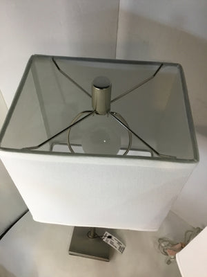 Pair Silver Metal Lamp Set