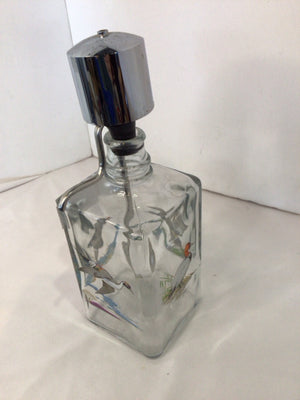 Vintage Clear/Multi Glass/Metal Whiskey Decanter