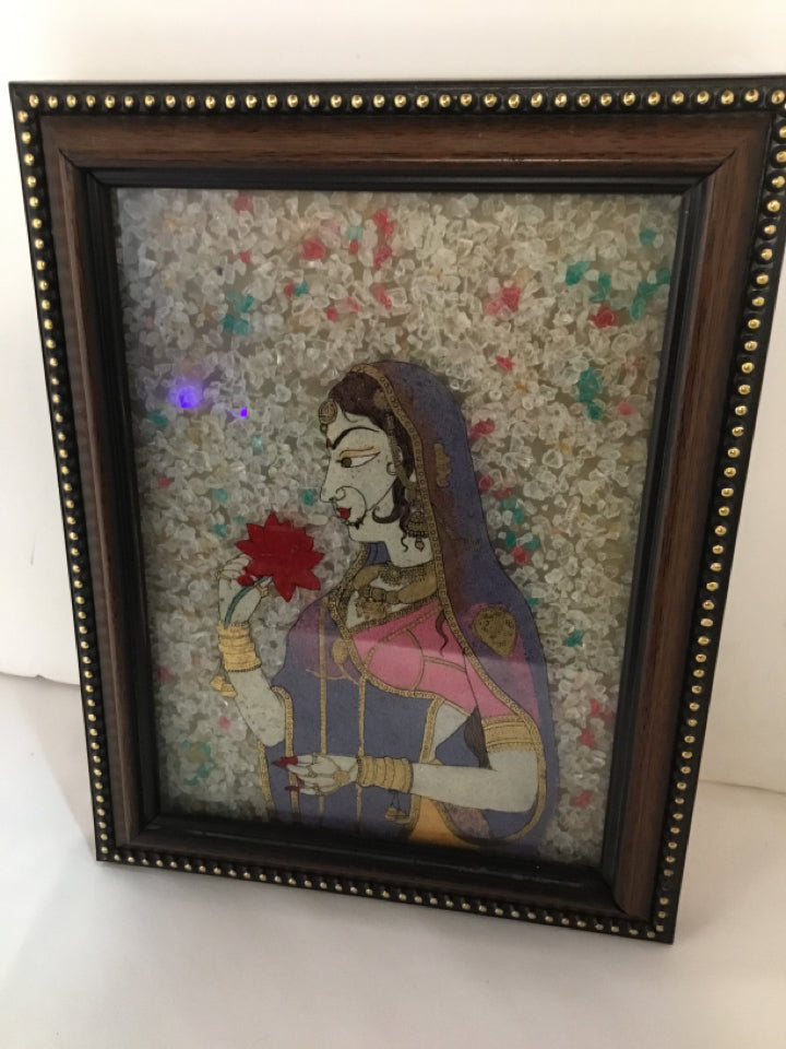 Multi-Color Painting Gemstones Woman Framed Art