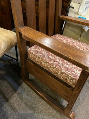 Vintage Arts & Crafts Wood Brown Rocking Chair