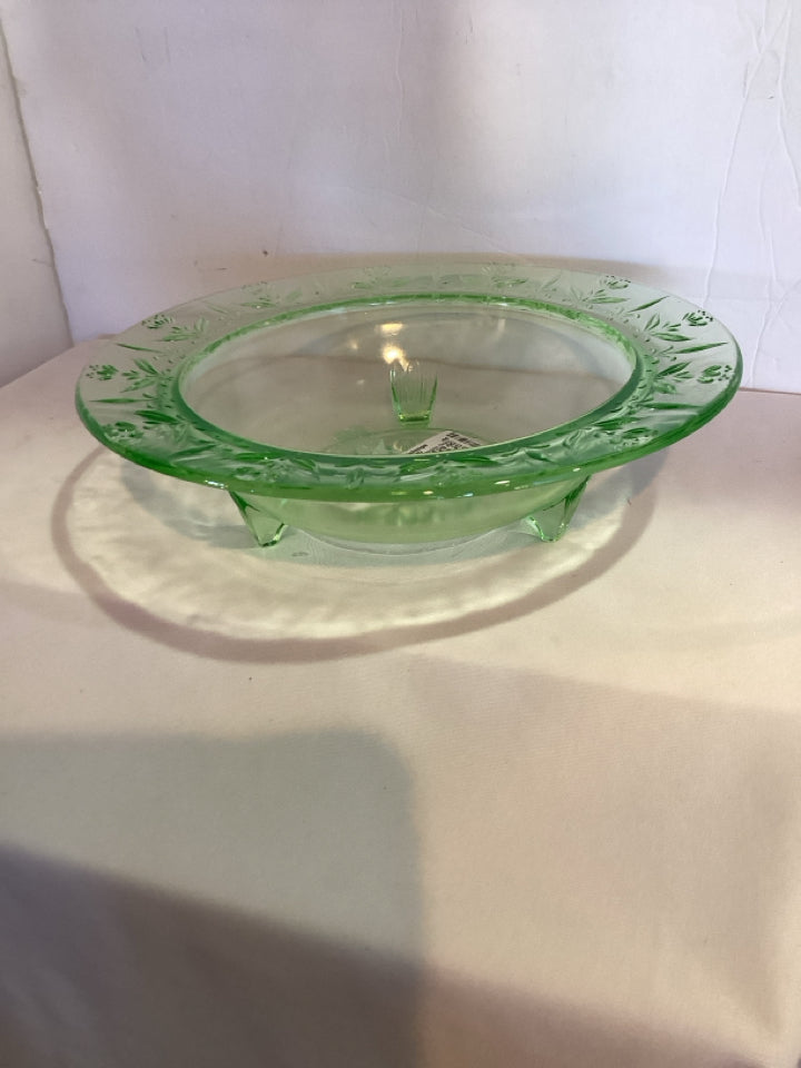 Depression Glass Green Glass Bowl