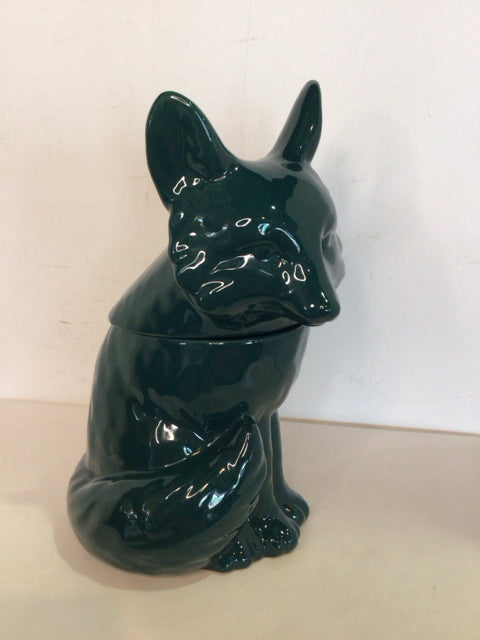 Green Ceramic Wolf Cookie Jar
