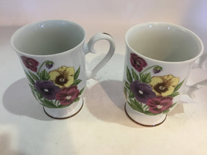 Shefford Pair White Porcelain Pansy Mug Set