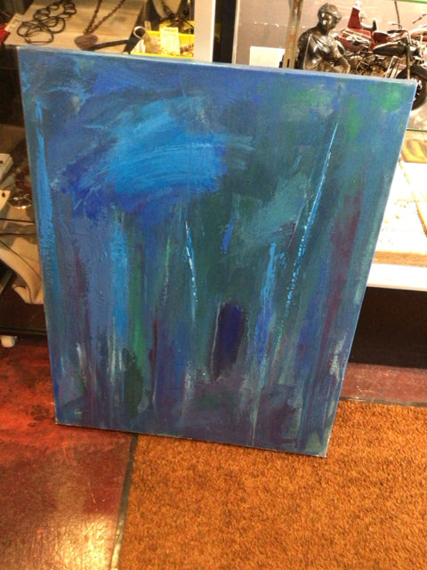 Modern Blue Stretch Canvas Art