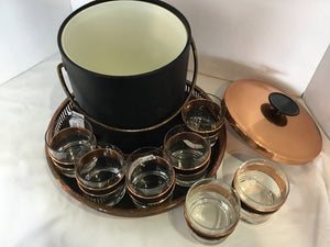Serving Set Copper Copper w/glasses Ice Bucket