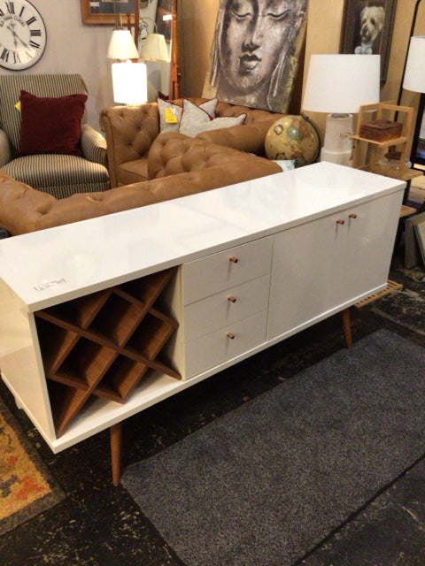 Manhattan Comfort Modern Lacquered Wine Rack White Buffet/Sideboard