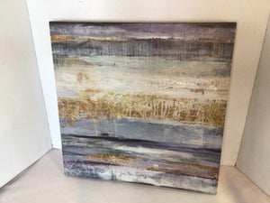 Abstract Purple/Gold Stretch Canvas Art