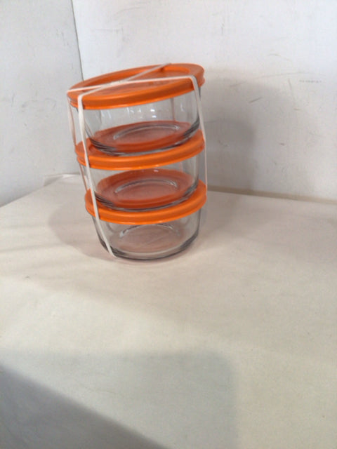 Pyrex Set of 3 Orange Bowl Set