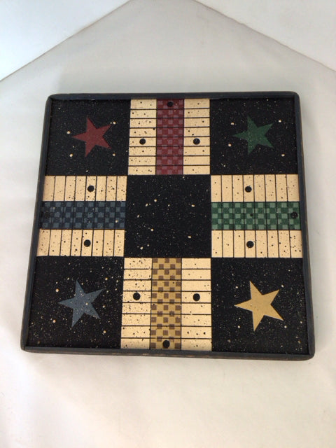 Folk Art Wood Game Blue/Cream Wall Decoration Art