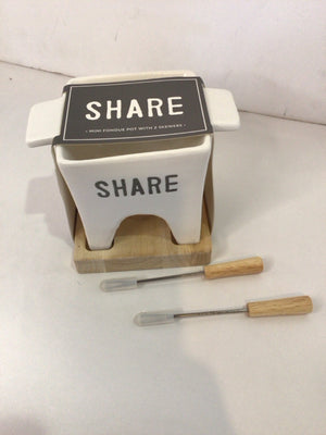 NEW White Ceramic Fondue Set
