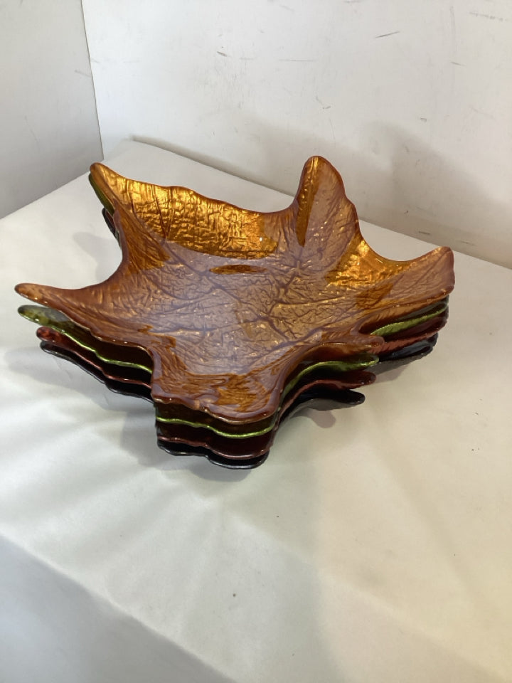 Autumn Glass Leaves Plate Set