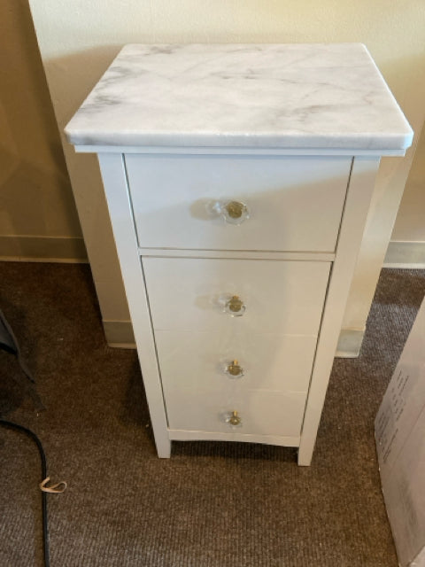 Wood/Marble 4 Drawer White Chest/Dresser