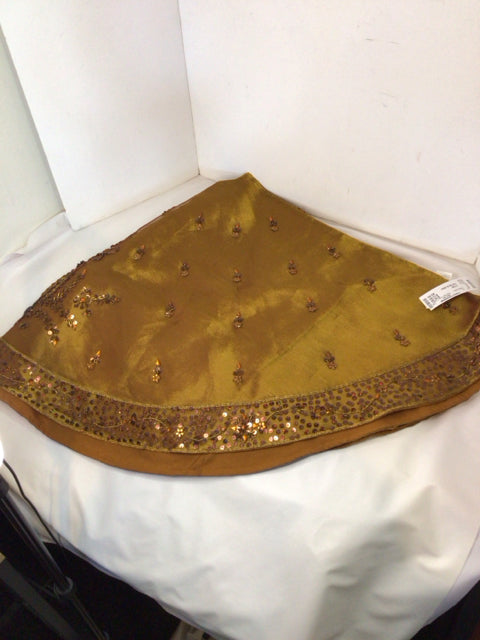 Tree Skirt Gold Chiffon Sequin Holiday Item