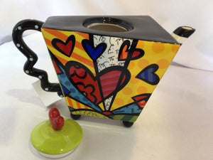 Britto Multi-Color Ceramic Heart As Is Teapot