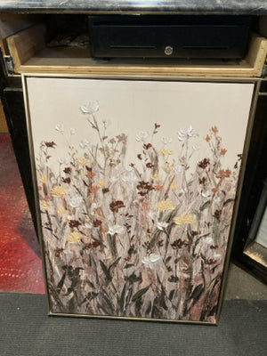 Gray/Multi Canvas Wildflowers Framed Art