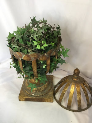 Gold/Green Metal Ivy As Is Floral Arrangement