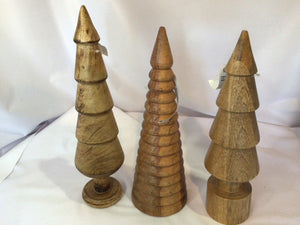 Set of 3 Brown Wood Trees Holiday Item