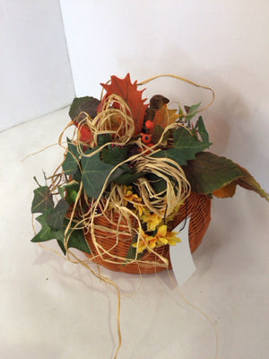 Fall Orange/Multi Wicker Pumpkin Basket Holiday Item