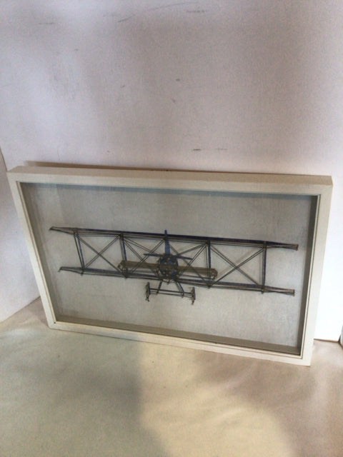 Shadow Box White Airplane Framed Art
