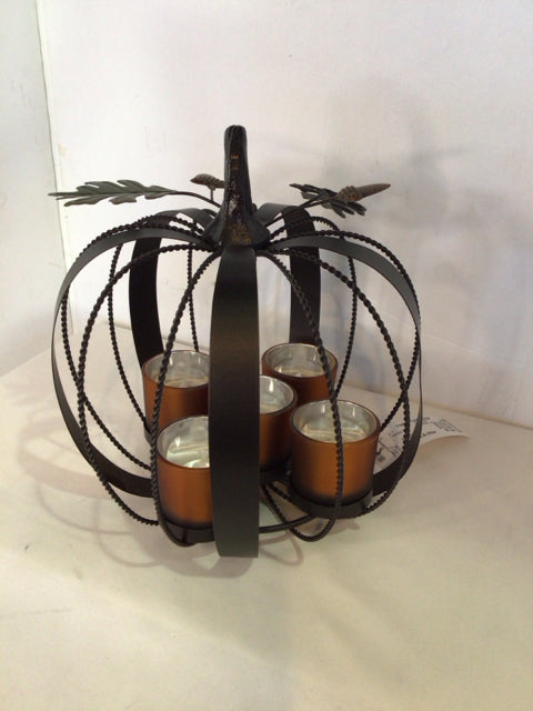 Candles Black Metal Pumpkin Holiday Item