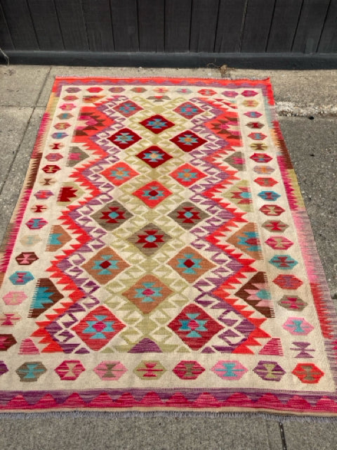 Wool 6 x 8 Cream/Multi Rug