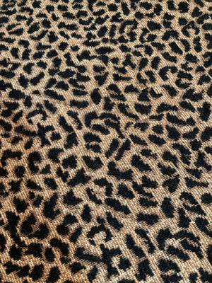 Upholstered Leopard Shield Back Black Chair