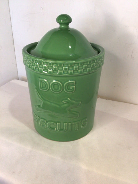 Longaberger Vintage Green Ceramic Dog Canister