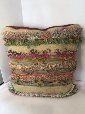 Tan/multi Rag Pillow