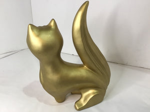 Mid Century Gold Plaster Cat Statue