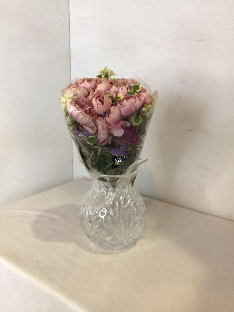 Waterford Clear/White Crystal w/flowers Vase