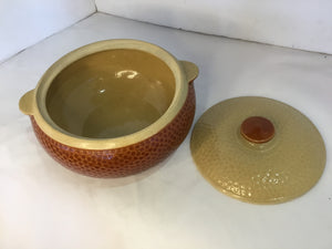 Watt Pottery 1930's Orange Pottery Lidded Baking Access.