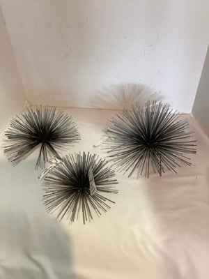 Set of 3 Silver Metal Spike Round Wall Hanging Art