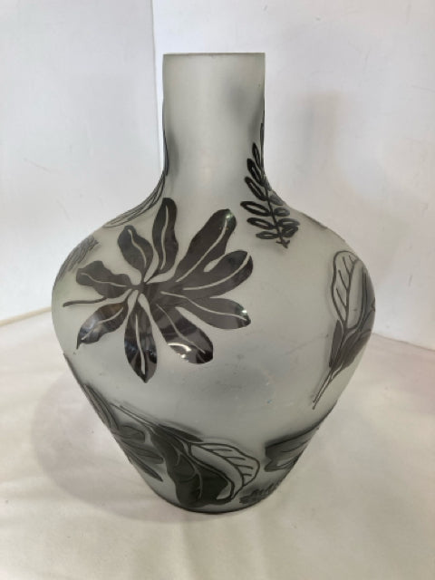 Silver Smoked Glass Botanicals Vase