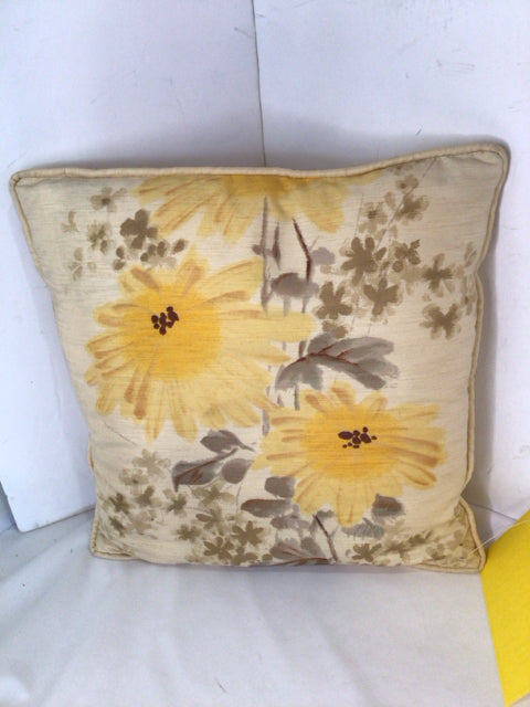 Retro Tan/Yellow Floral Pillow