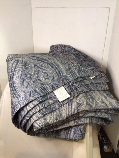 Ralph Lauren Blue & Cream Cotton Paisley Bedspread