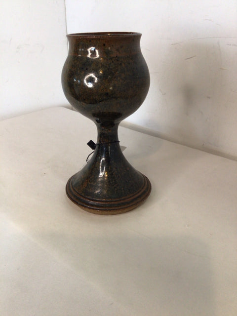 Brown/Green Stoneware Goblet