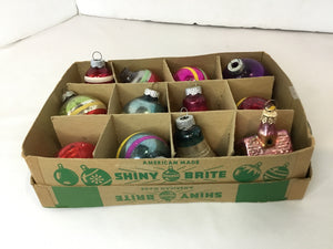 Shiny Brite Christmas Multi-Color Glass Ornaments Set of 12 Holiday Item