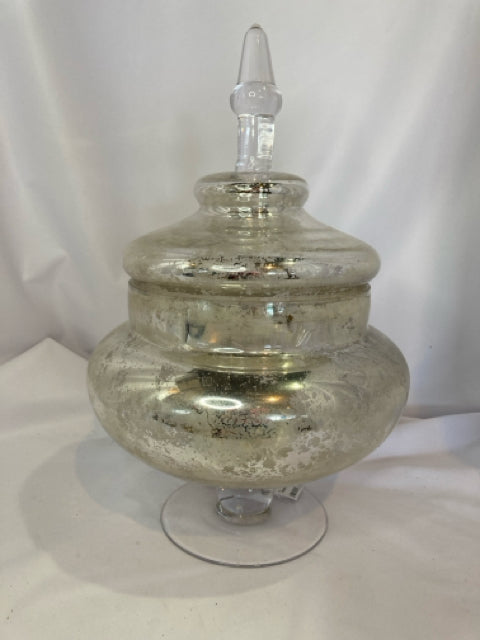 Silver Mercury Glass Lidded Urn