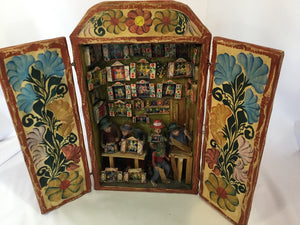 Retablo Folk Art Yellow/Red Wood People Art