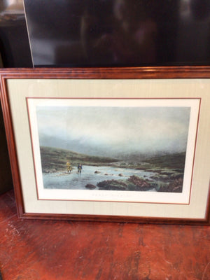 Blue/Cream Fishing Framed Art