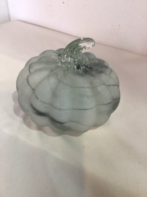 Fall Gray/White Glass Pumpkin Holiday Item
